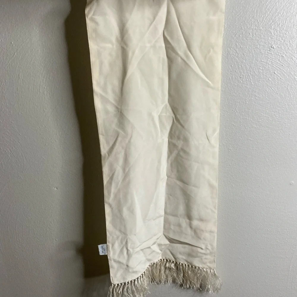 Dior Vintage Cream Fringe 100% Silk Scarf